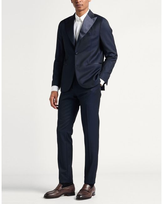 SARTITUDE NAPOLI Blue Midnight Suit Virgin Wool for men