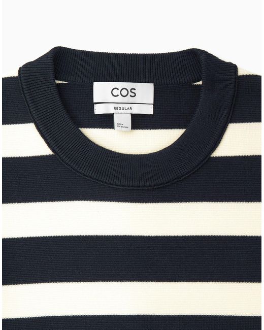 COS Blue Striped Knitted Sweater for men