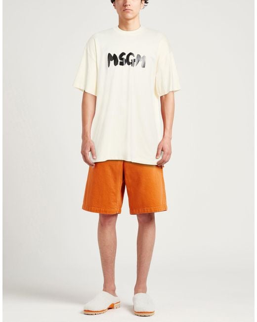 MSGM White Ivory T-Shirt Cotton for men
