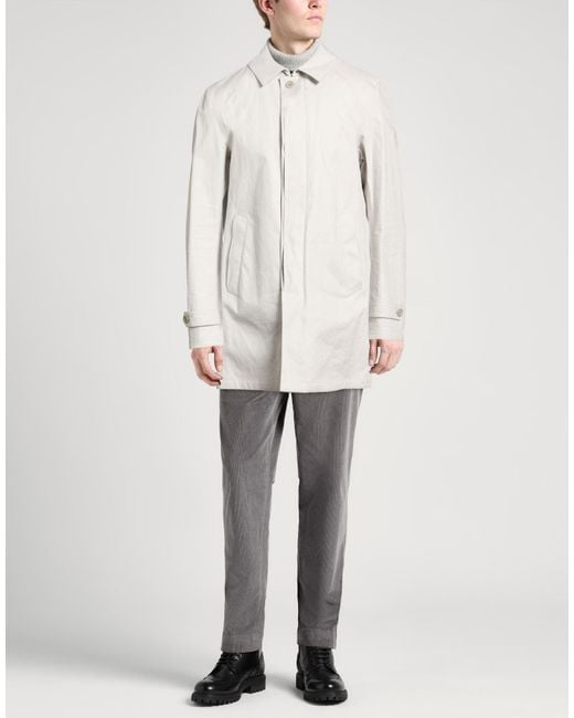 Herno White Laminar Light Overcoat & Trench Coat Linen for men