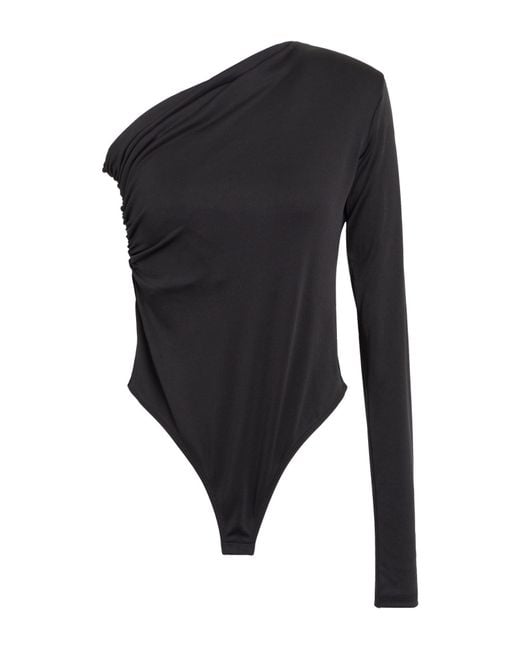 8 by YOOX Black Stretch Bodysuit Bodysuit Recycled Polyester, Elastane