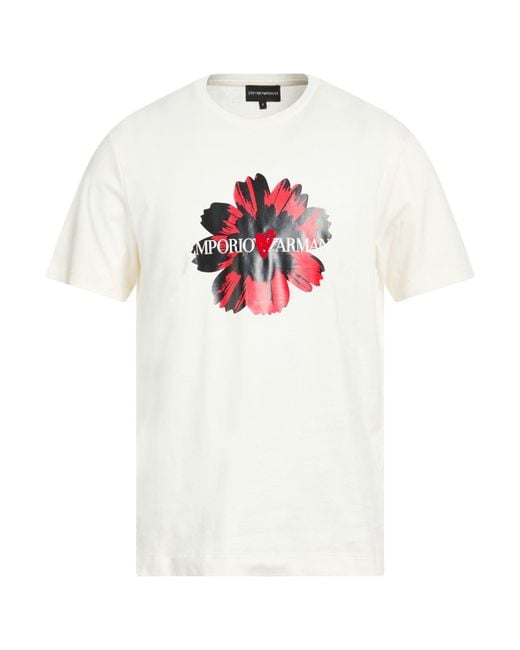 Emporio Armani White Ivory T-Shirt Cotton for men