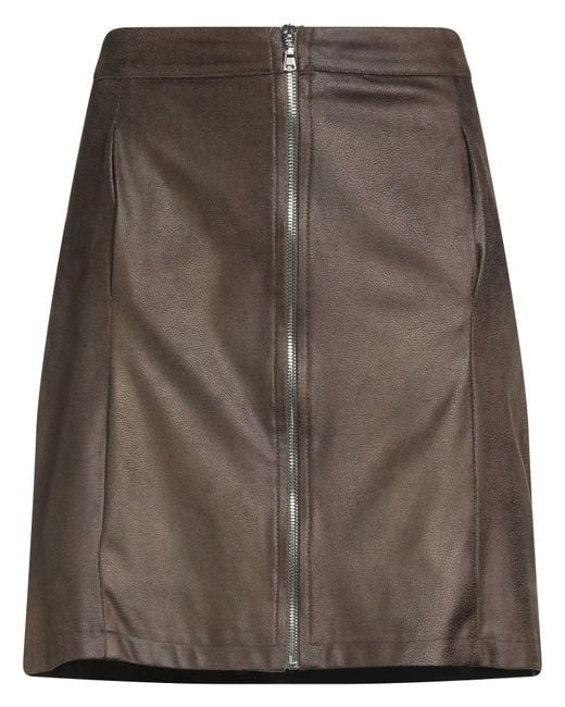 White Wise Brown Mini Skirt Polyester, Elastane