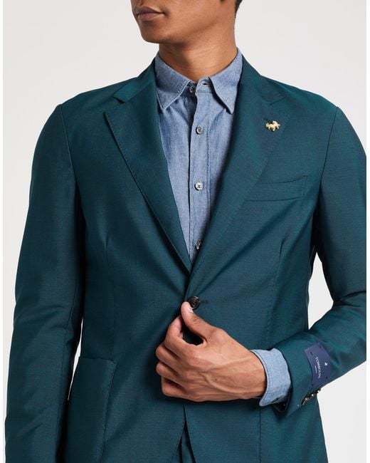 Tombolini Blue Suit Virgin Wool, Mohair Wool for men