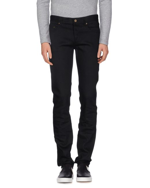 Saint Laurent Black Biker Zipper-Knee Denim Jeans for men