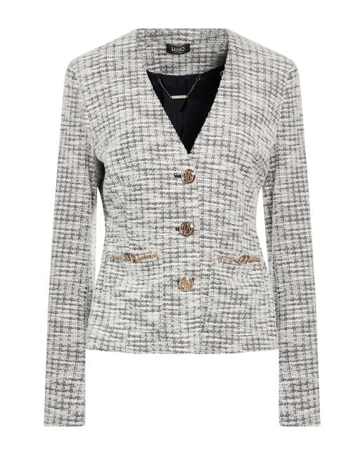 Liu Jo Gray Jacket Polyester, Cotton, Elastane