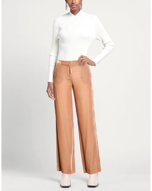 Kiltie Multicolor Camel Pants Viscose, Silk