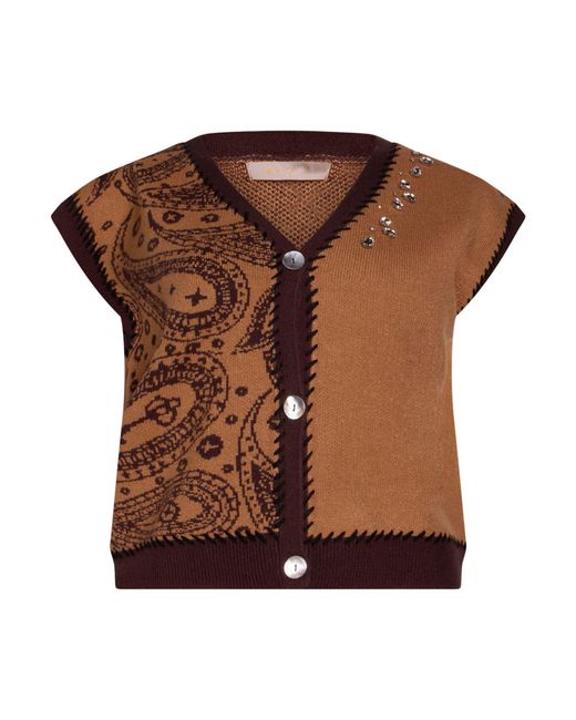 White Wise Brown Cardigan