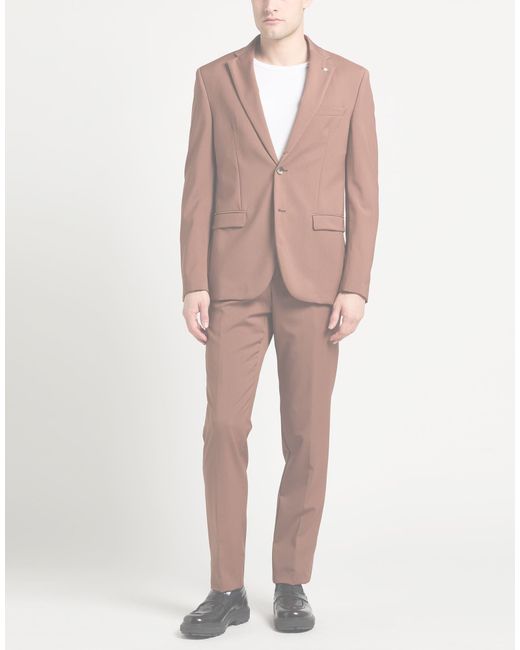 Manuel Ritz Brown Suit Wool, Elastane for men