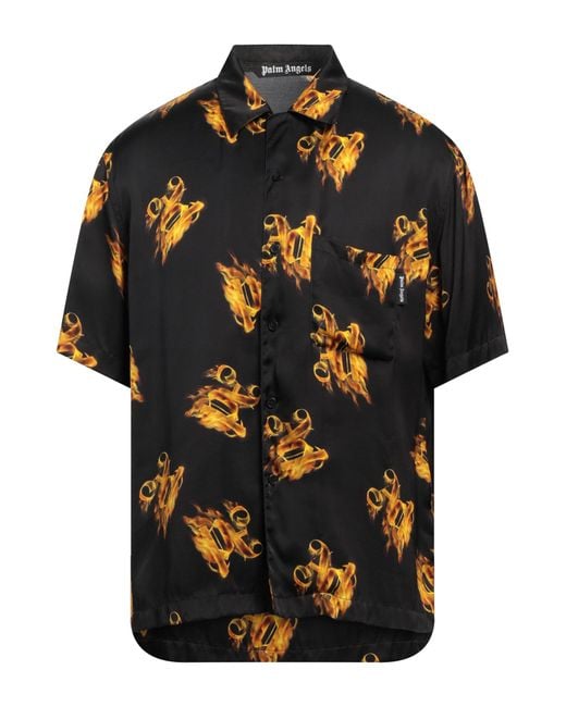 Palm Angels Black Shirt Viscose for men