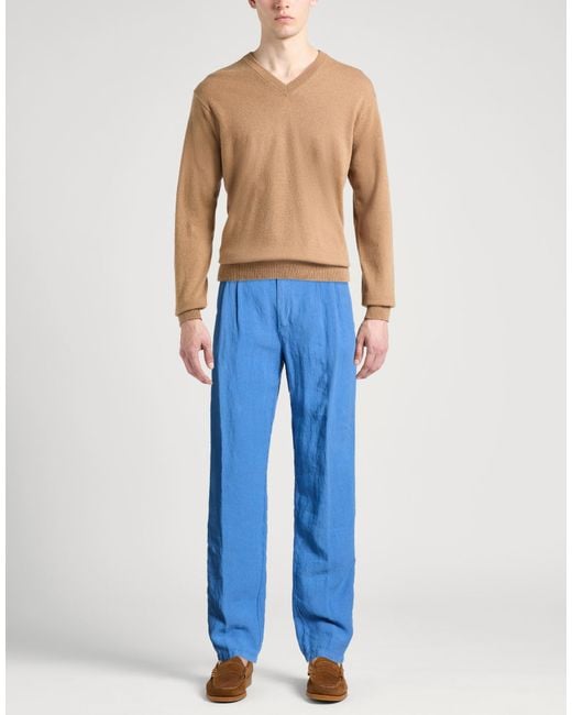 120% Lino Blue Pants Linen for men