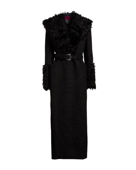 Versace Jeans Couture Black Coat Polyester, Wool, Acrylic, Synthetic Fibers, Metallic Fiber