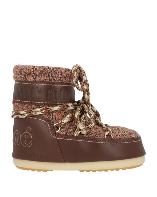 CHLOÉ x MOON BOOT Brown Chocolate Ankle Boots Leather, Textile Fibers