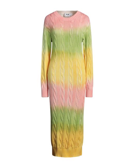 MSGM Yellow Midi Dress Cotton