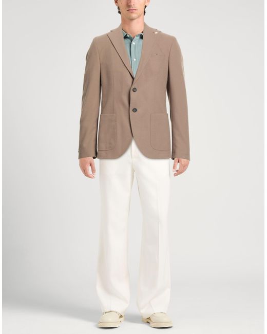 Manuel Ritz Brown Camel Blazer Polyester, Viscose, Elastane for men