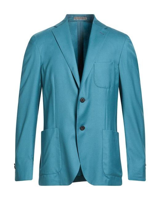 Corneliani Blue Blazer Virgin Wool, Silk for men
