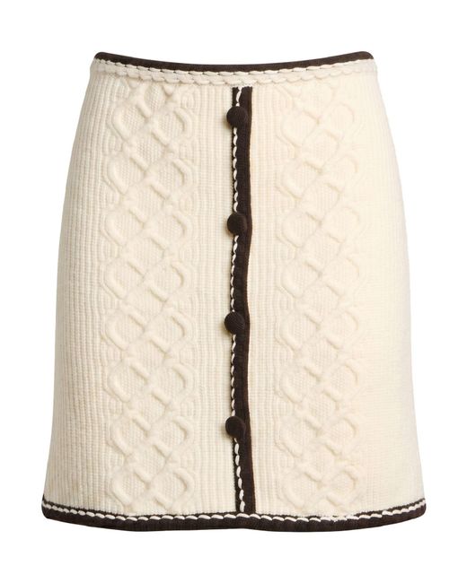 Blugirl Blumarine Natural Ivory Mini Skirt Wool, Polyamide