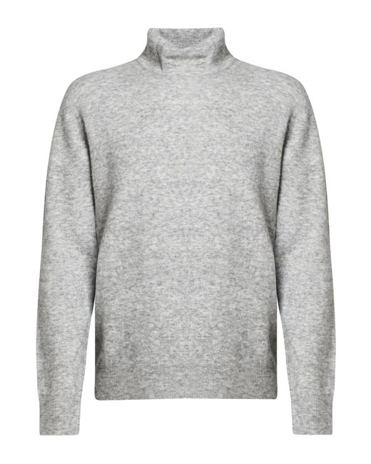 Roberto Collina Gray Light Turtleneck Polyamide, Wool, Baby Alpaca Wool, Elastane for men