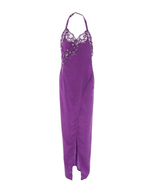 La Perla Purple Slip Dress Silk, Elastane