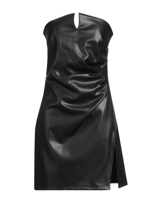 Kaos Black Mini Dress Polyurethane, Polyester
