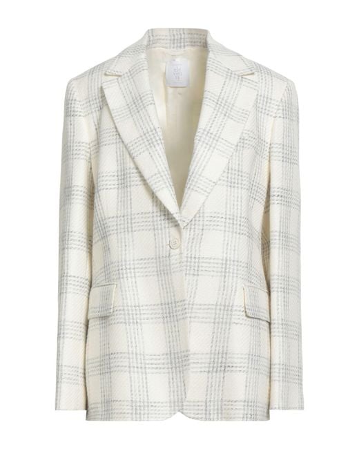Eleventy White Blazer Silk, Linen, Cotton, Polyamide
