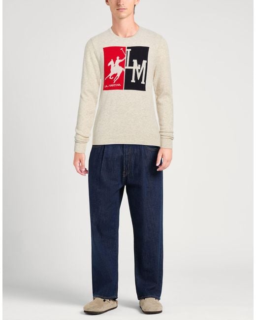 La Martina White Sweater Lambswool, Nylon for men