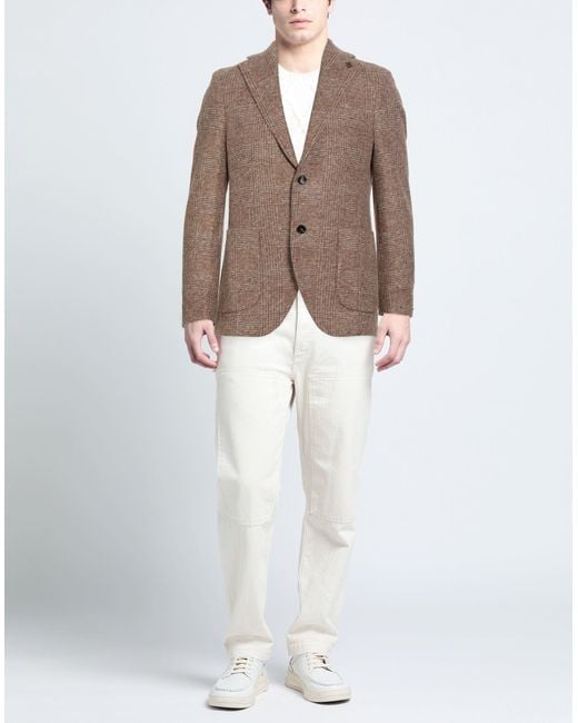 BRERAS Milano Brown Camel Blazer Acrylic, Virgin Wool, Polyester for men
