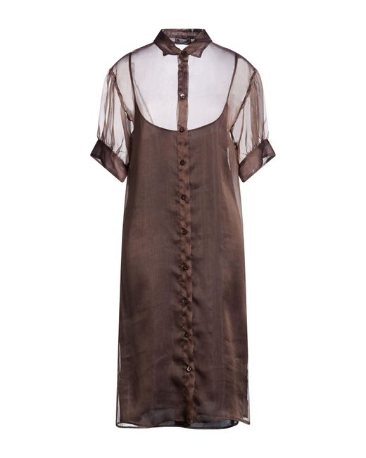 Peserico Brown Midi Dress Silk, Nylon