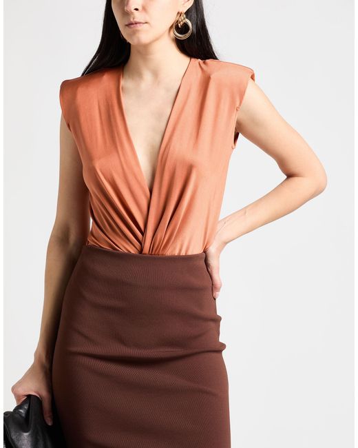 Blugirl Blumarine Orange Rust Bodysuit Polyester, Elastane