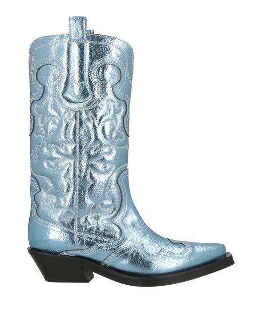 Ganni Blue Ankle Boots Synthetic Material