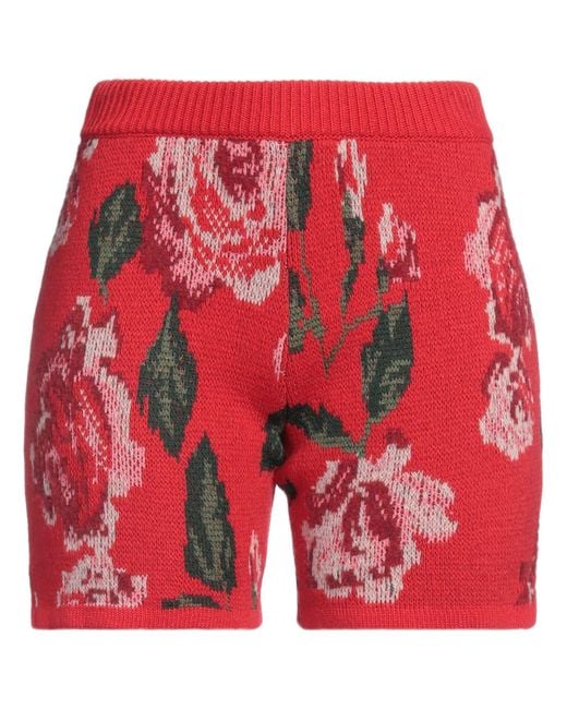 Magda Butrym Red Shorts & Bermuda Shorts Wool, Viscose, Polyamide, Polyester
