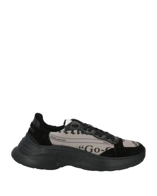 John Galliano Black Sneakers Leather, Textile Fibers