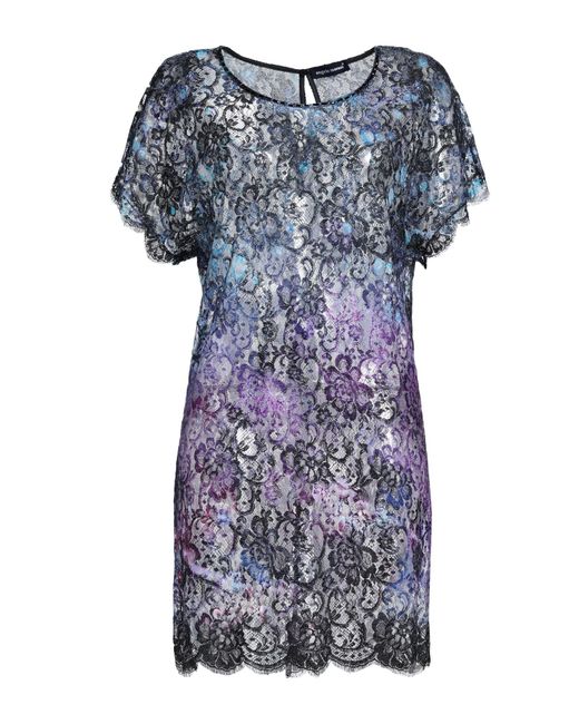 Angelo Marani Blue Mini Dress Polyester, Virgin Wool