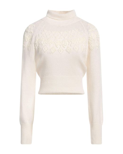 Ermanno Scervino White Ivory Turtleneck Wool, Cashmere