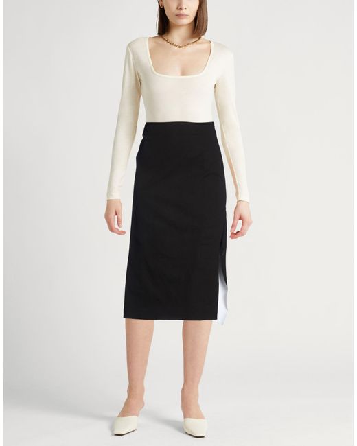 Sportmax Black Midi Skirt Cotton, Elastane