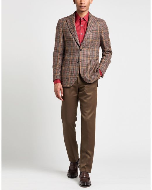 Giampaolo Brown Light Blazer Virgin Wool, Cotton for men