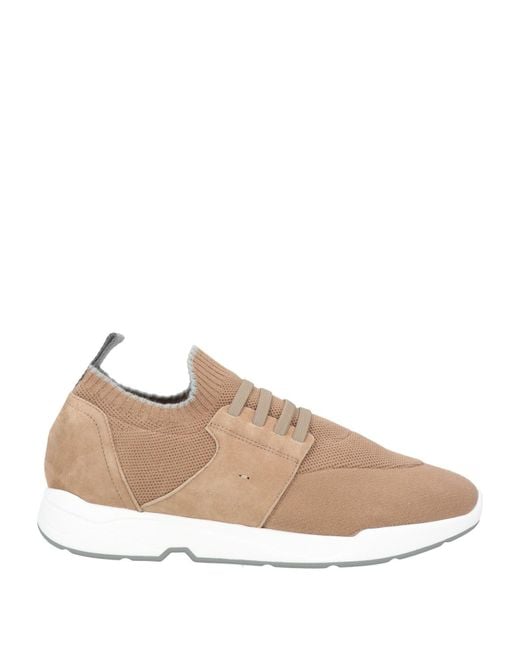 Andrea Ventura Firenze Natural Camel Sneakers Textile Fibers, Leather for men