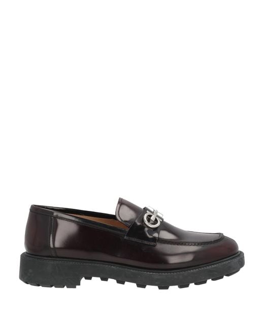 Ferragamo Gray Burgundy Loafers Leather for men