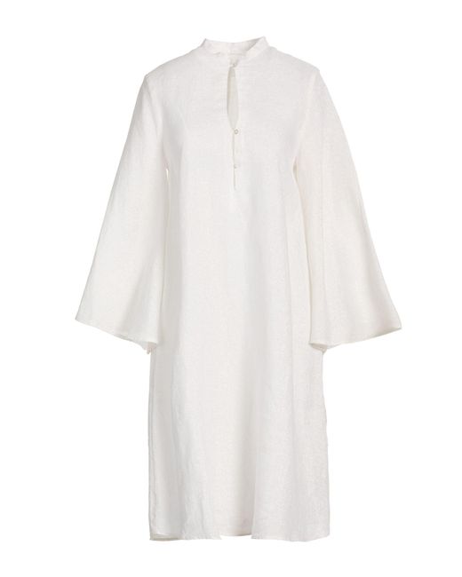 120% Lino White Midi Dress Linen