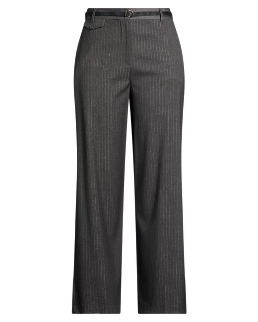White Wise Gray Pants Polyester, Rayon, Elastane