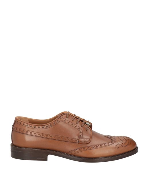 Brimarts Brown Camel Lace-Up Shoes Leather for men
