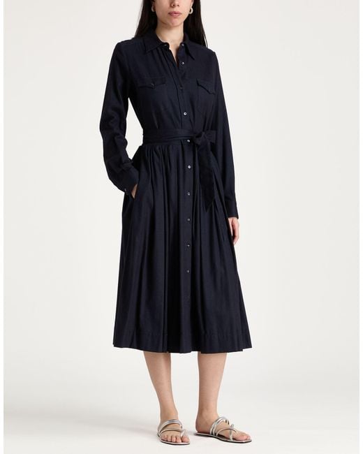 Sara Roka Blue Midnight Midi Dress Cotton, Lyocell