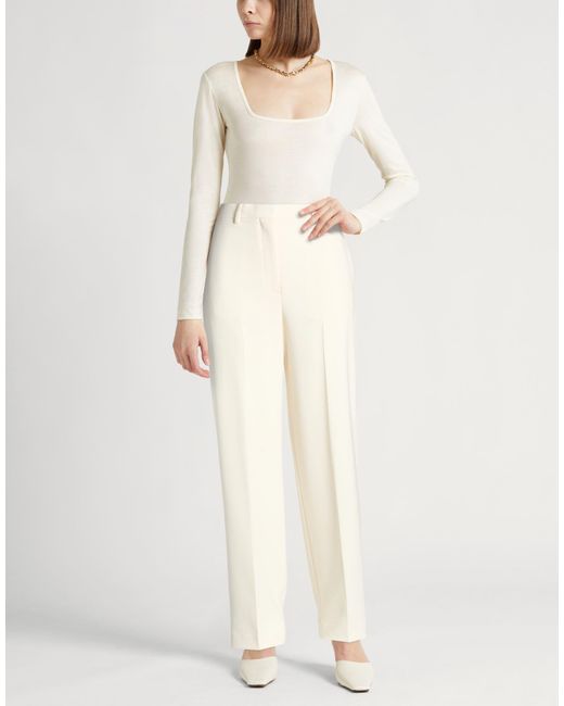 Theory White Ivory Pants Triacetate, Polyester