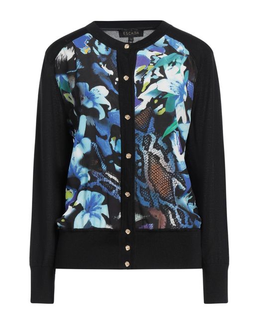 ESCADA Black Cardigan Virgin Wool, Silk