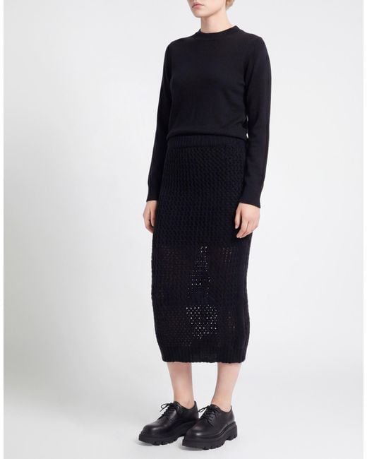 Semicouture Black Midi Skirt Wool, Polyamide