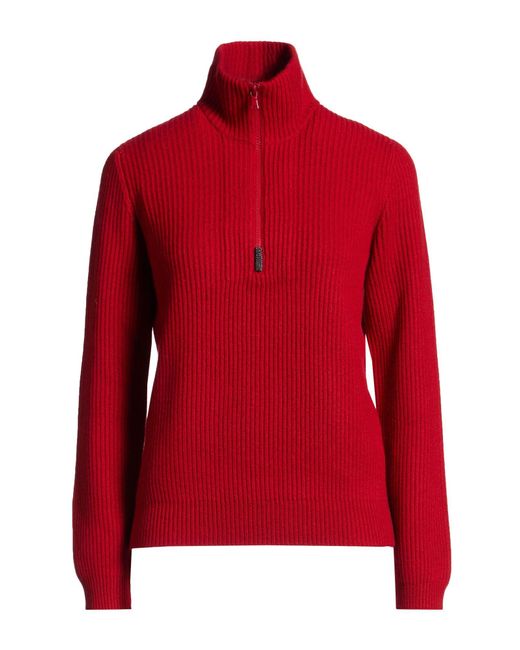 Brunello Cucinelli Red Cashmere Turtleneck Cashmere, Ecobrass