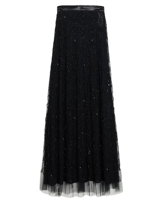 Elisabetta Franchi Black Maxi Skirt Polyamide