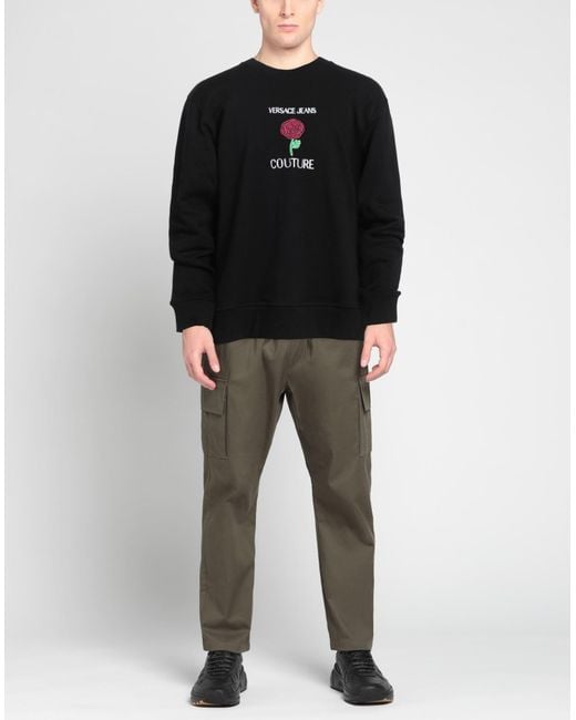 Versace Jeans Couture Black Sweatshirt Cotton, Elastane for men