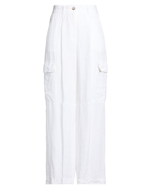 Peserico White Pants Linen
