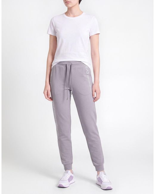 EA7 Gray Lilac Pants Cotton, Elastane